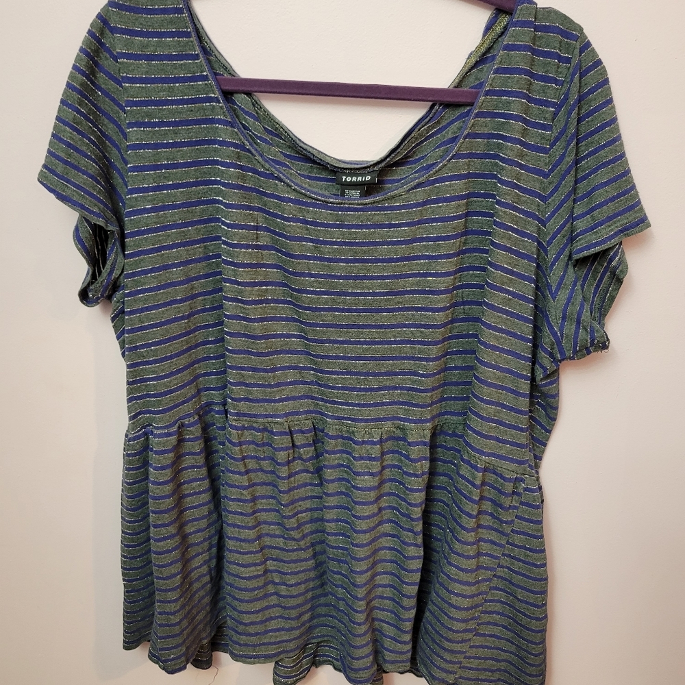 Stripped peplum top
